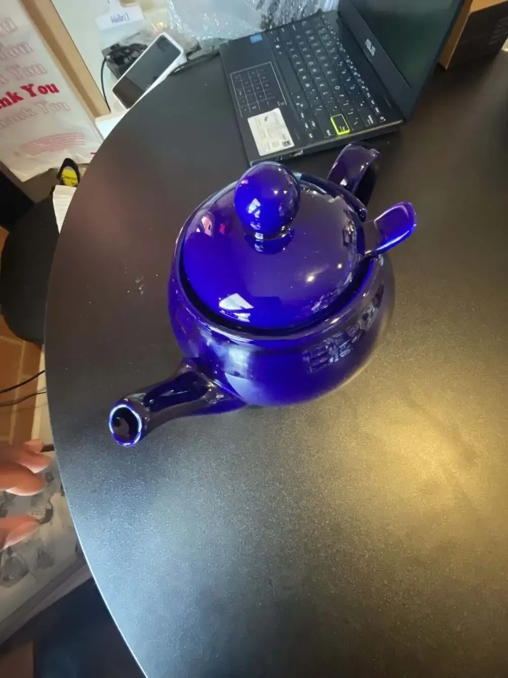 Cobalt Blue Ceramic Teapot with Stainless Steel Infuser Basket